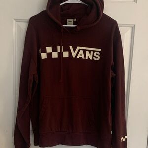 Vans Men's Burgundy Pullover Hoodie with White Checker Logo